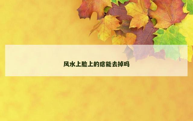 风水上脸上的痣能去掉吗