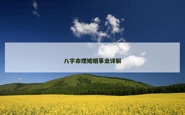 八字命理婚姻事业详解