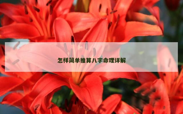 怎样简单推算八字命理详解